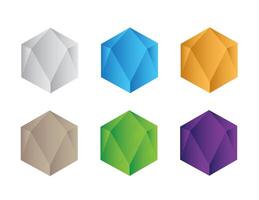 A set of colorful geometric shapes with 3D effect on white background illustration vector