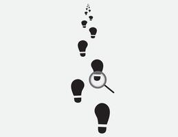 Analyzing the footsteps of successful person using magnifying glass illustration vector
