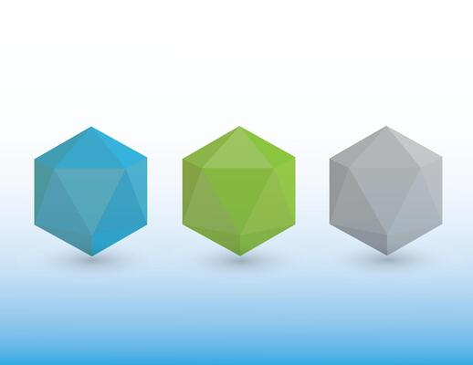 A set of colorful hexagon shapes with shadows on light background illustration
