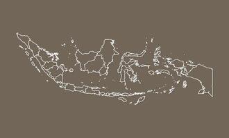 Indonesia map with white lines of provinces or divisions on dark background illustration vector