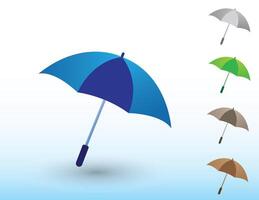 A set of colorful cool umbrellas for logo or art design on light background illustration vector
