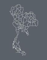 White color Thailand map with borders of Provinces on dark background illustration vector