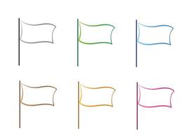 A set of single color flags with simple lines for designs and pointers on white background illustration vector