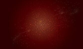 Sparkling glitter border. golden dust isolated on dark red background. vector