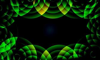 Abstract luxury green circle lines and lighting effect on green background. dark background. copy space. vector