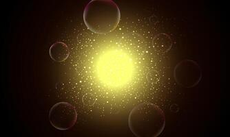 Glow light effect on dark background. golden light. dark space. vector