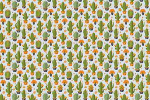 Pattern with cacti and succulents. vector