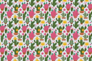 Pattern with cactuses and succulents. Decorative background for fabric, textile, wrapping paper, wallpapers. vector