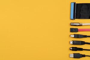 Connecting wires for the computer. Types of connectors. photo