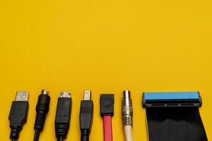 Connecting wires for the computer. Types of connectors. photo
