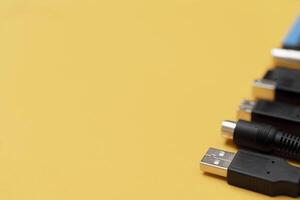 Connecting wires for the computer. Types of connectors. photo