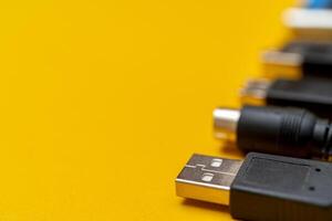 Connecting wires for the computer. Types of connectors. photo