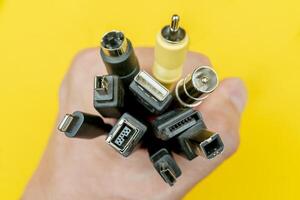 Connecting wires for the computer. Types of connectors. photo
