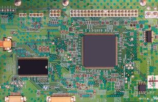 Board of modern computer. Computer repair. Modern computer technology. photo