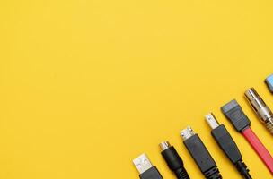 Connecting wires for the computer. Types of connectors. photo