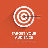 Target Audience Red Social Media Post for Advertising, Marketing and Finding the Right Audience. Illustration Template. vector