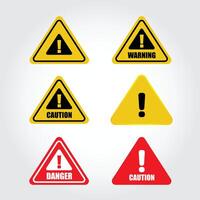 Set of Caution, Danger and Hazard Warning Sign. Exclamation Marks and Attention Icons set. Illustration. vector