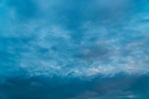Dark clouds in sky. Overcast weather. Natural background. photo