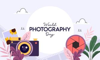 Flat Design World Photography Day Concept Background vector