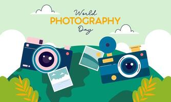 Flat Design World Photography Day Concept Background vector