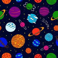 Seamless pattern with fantastic space planets. vector