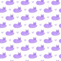 Seamless pattern with cats and hearts. vector