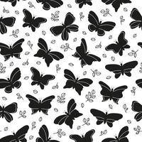 Seamless pattern with butterflies and leafy branches. vector