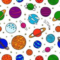 Seamless pattern with fantastic space planets. vector