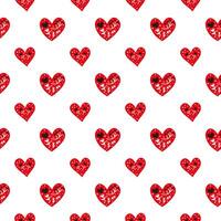 Seamless pattern with doodle Scandinavian hearts. vector