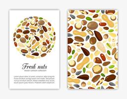 Card templates with nuts and seeds. vector