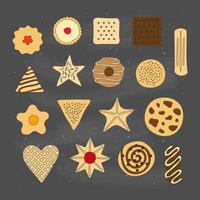 Set of different hand drawn cookies. vector