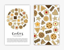 Card templates with hand drawn cookies. vector