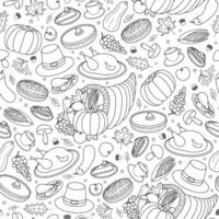 Seamless pattern with Thanksgiving items. vector
