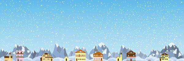 Seamless background with Alpine houses and churches. vector