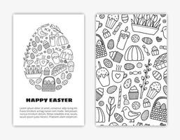 Card templates with hand drawn Easter items. vector