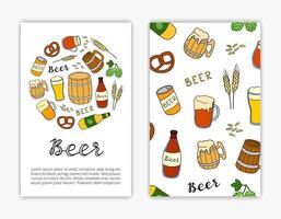 Card templates with beer items. vector