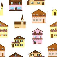 Seamless pattern with Alpine houses. vector