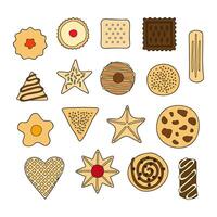 Set of different hand drawn cookies. vector