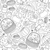 Seamless pattern with autumn items. vector