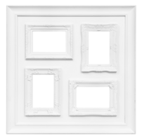 Multi picture frame set with blank space isolated on transparent background. Template mockup png
