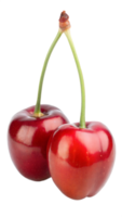 Pair of Fresh Red Cherries on Transparent Background png