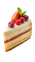 Slice of Layered Cake with Strawberries on Transparent Background png
