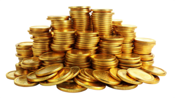 Pile of Gold Coins on Transparent Background png