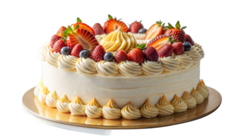 Cream Cake with Strawberries on Transparent Background png