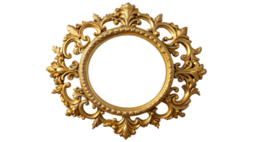 Round Golden Mirror on Transparent Background png