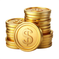 Stack of Gold Coins with Dollar Sign on Transparent Background png
