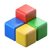 Set of chromatic cubes figures isolated on the transparent background png