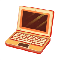Retro laptop device with empty screen and keyboard png