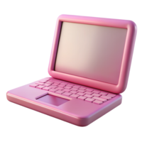 Pink laptop device with empty screen and keyboard 3d illustration png