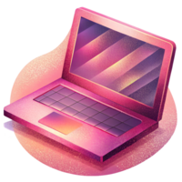Pink laptop device with empty screen and keyboard png